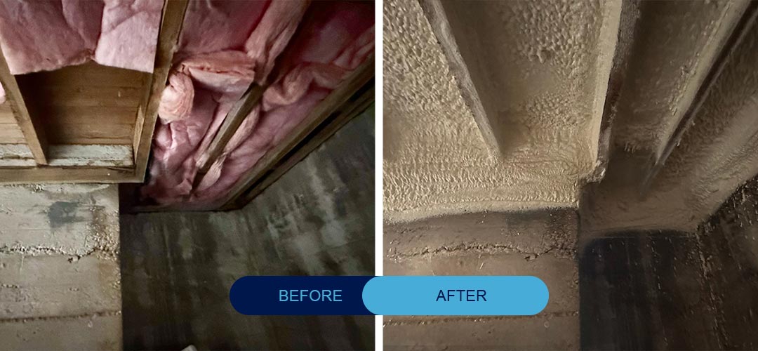 Before and after underfloor spray foam | YetiFoam